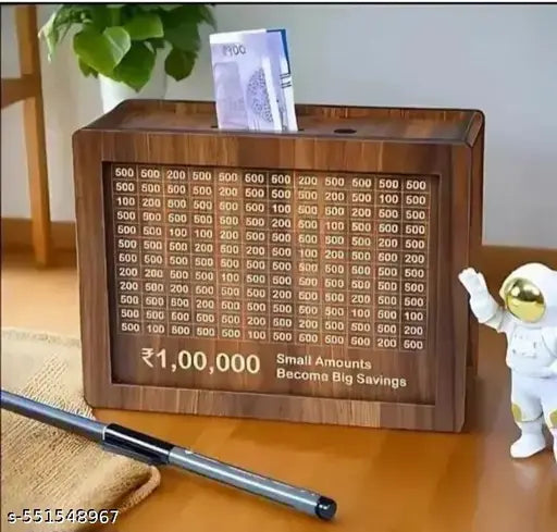 1 Lakh Wooden Money Piggy Bank